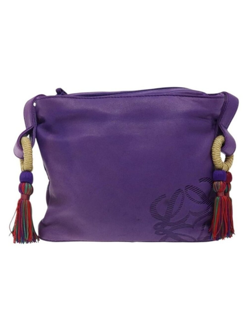 Authentic LOEWE Anagram Shoulder Bag Leather Purple Gold - Picture 7 of 16